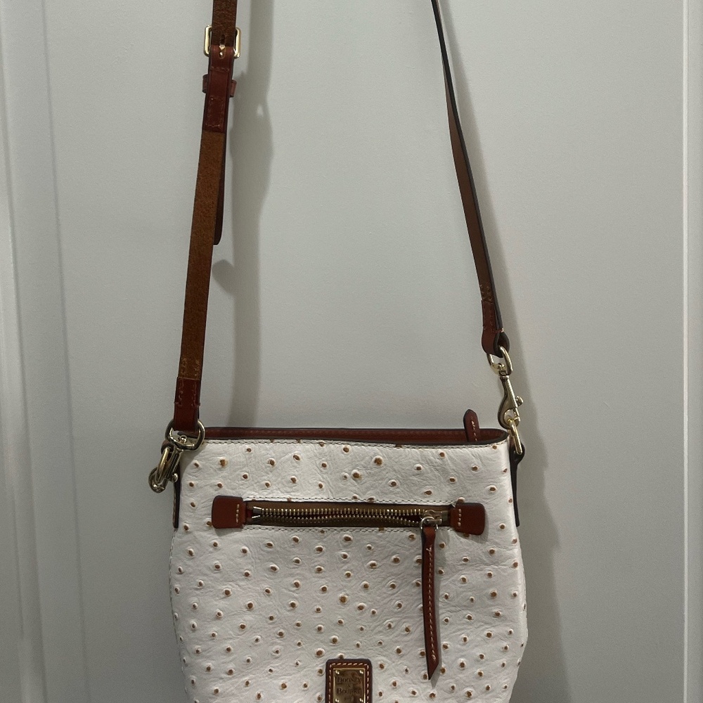 Dooney & Bourke White Crossbody with Brown Trim